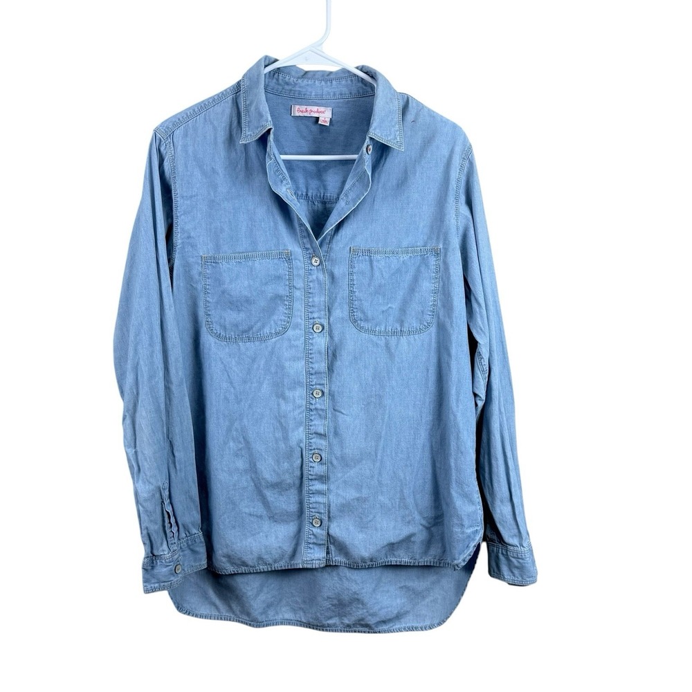 Fresh‎ Produce Lightweight Cotton Chambray Denim Shirt-Light Blue-Small